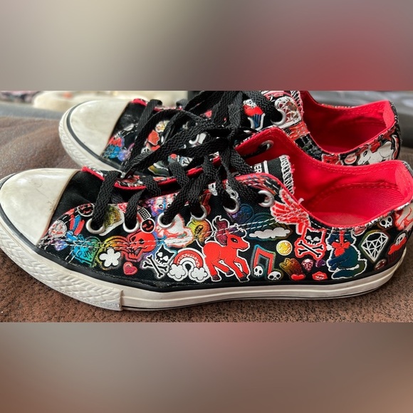 Converse All Star Black Neon My Little Pony MLP Skull Cupcake Chuck US size 5 - Picture 1 of 12